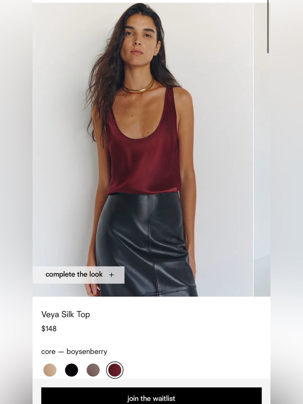 Reformation Veya Silk Top Size Sm NWT
